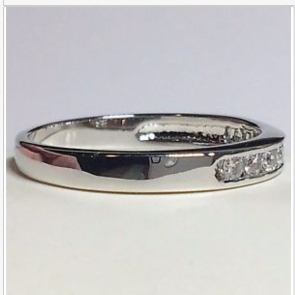 Silver Rhodium Anniversary Ring Eternity Size 10 - Picture 5 of 8